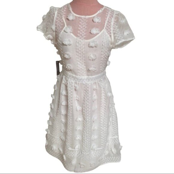 Anthropologie Sunday in Brooklyn Bonita Textured Mini Dress White Size 2 NWT - Picture 8 of 10